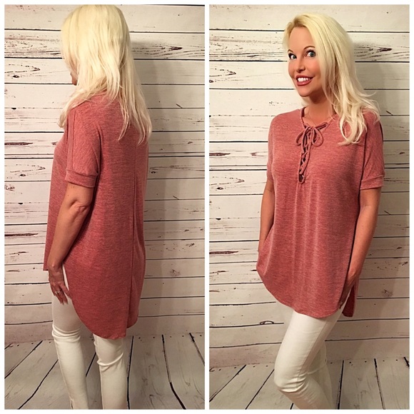 Hi lo lace up marled tunic! LAST ONE - Picture 2 of 2