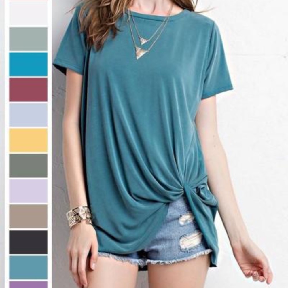 Teal Side Knot Tee NWT