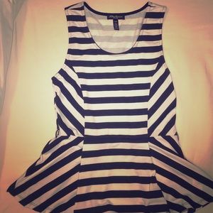 Black and white stripes peplum top
