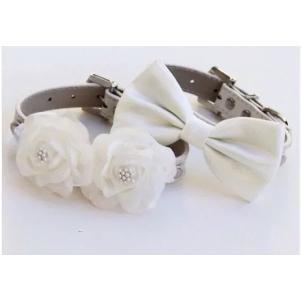 La Dogs Flower And Bow Tie Dog Collar And Leash Set Small Dog