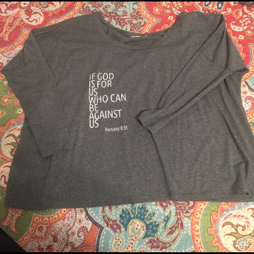 Grey off the shoulder Keekee Slouchy t-shirt