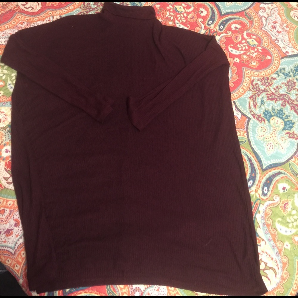 Maroon ribbed super soft tunic