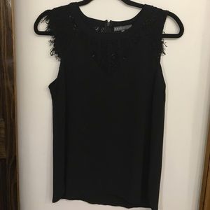 Black Blouse With Lace Neckline and Sleeves