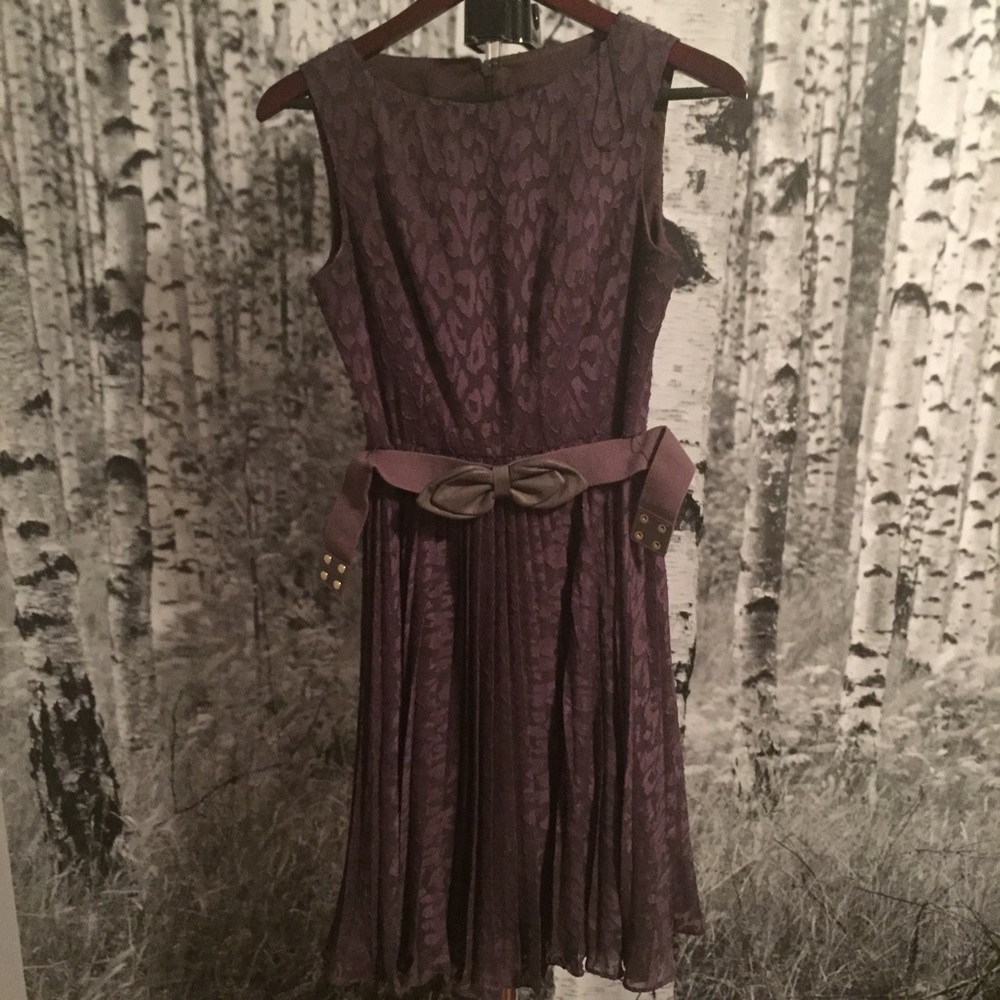 Adrianna Papell Cappuccino Pleated Dress With Belt