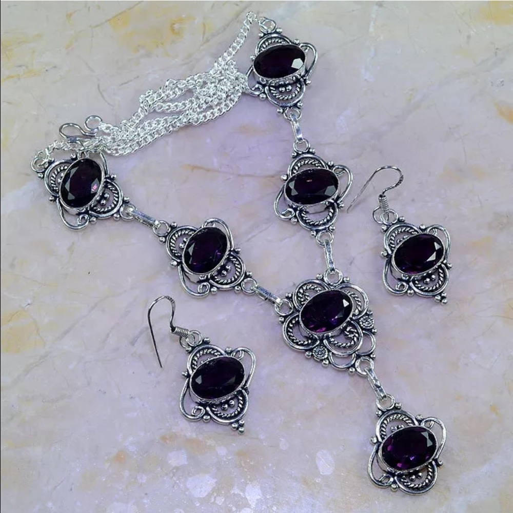 🎉SUPER DEAL🎉Sterling Inlay Amethyst set