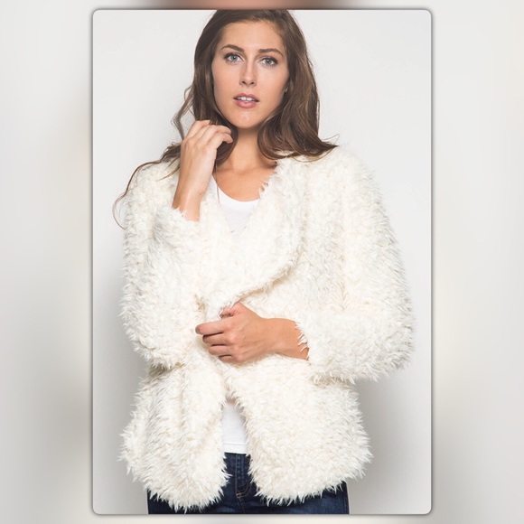The NEW Boutique Jackets & Blazers - Only Small Left! Cream Faux Fur Coat