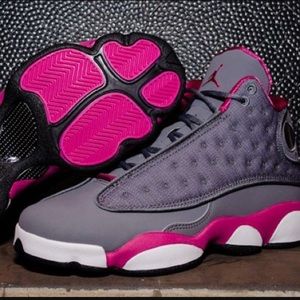 Cool grey, fusion pink Jordan 13s