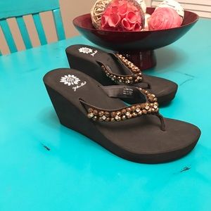 Yellow Box wedge flip flops