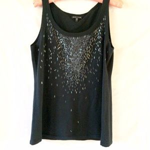 Eileen Fisher Black Sequin 100% Wool Cami Tank Top
