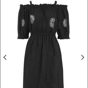 Topshop Embroidered Cold Shoulder Midi Dress