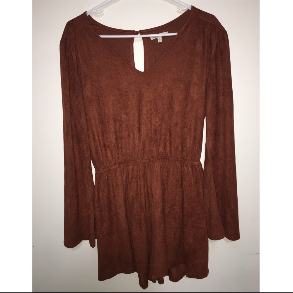 Suede brown romper from Charlotte Russe