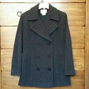 New Worthington charcoal gray wool pea coat