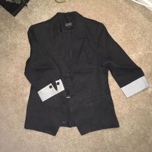 Black Blazer with Striped Cuffs