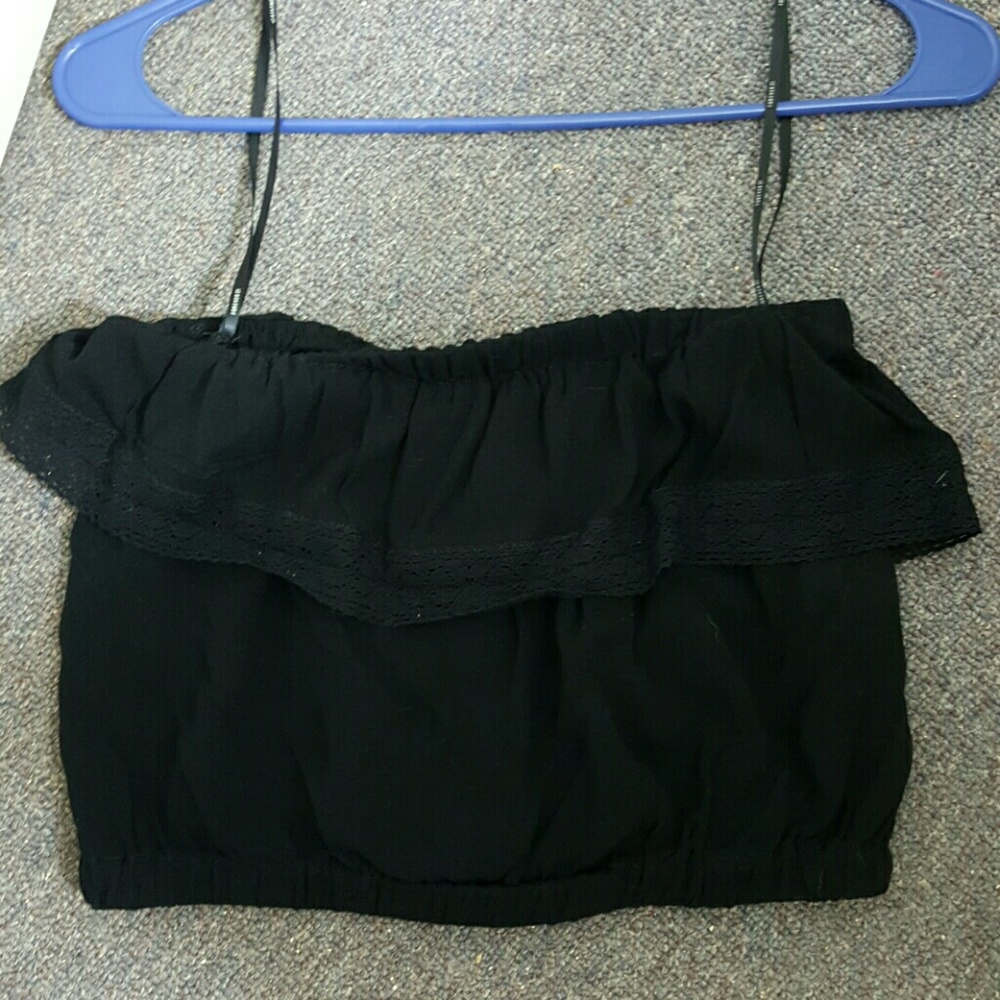 Black Strapless Crop Top