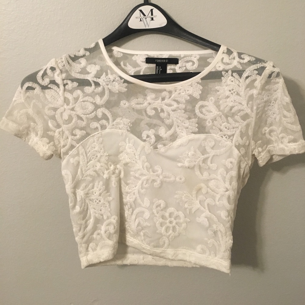 forever 21 embroidery crop top