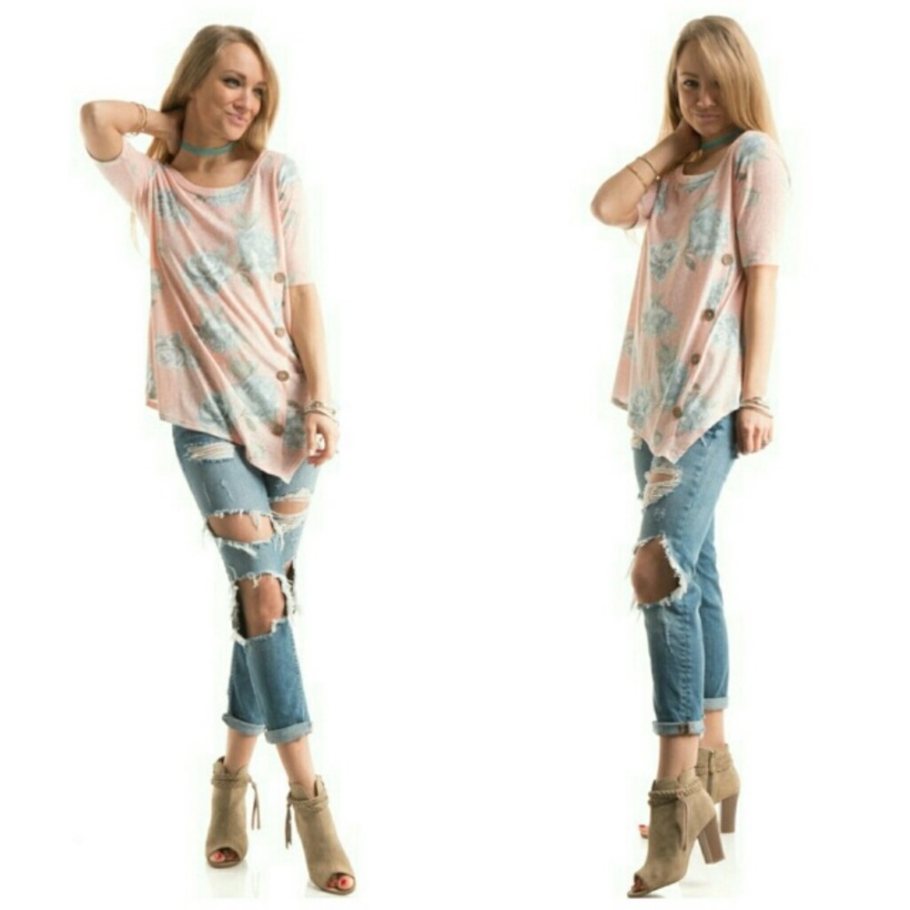 Floral Short Sleeve Raglan Top
