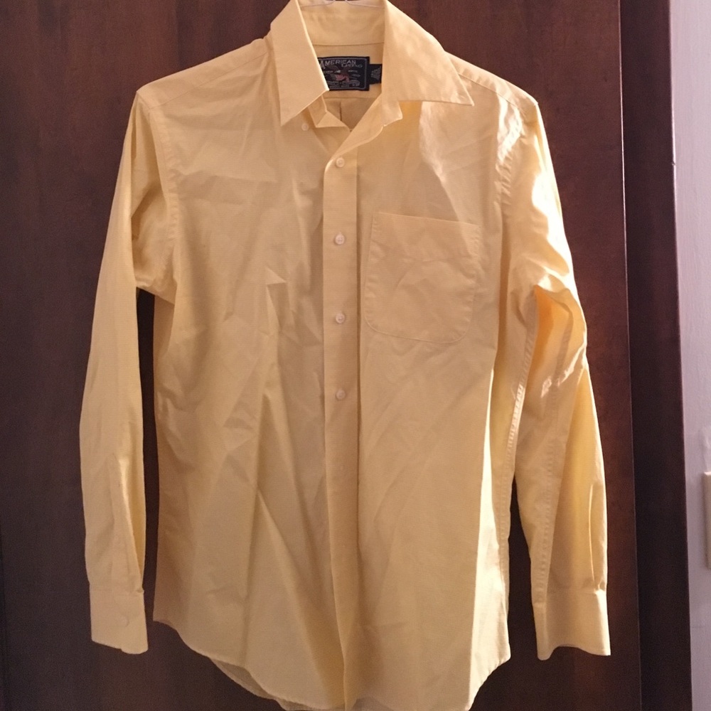 Yellow men's button down shirt