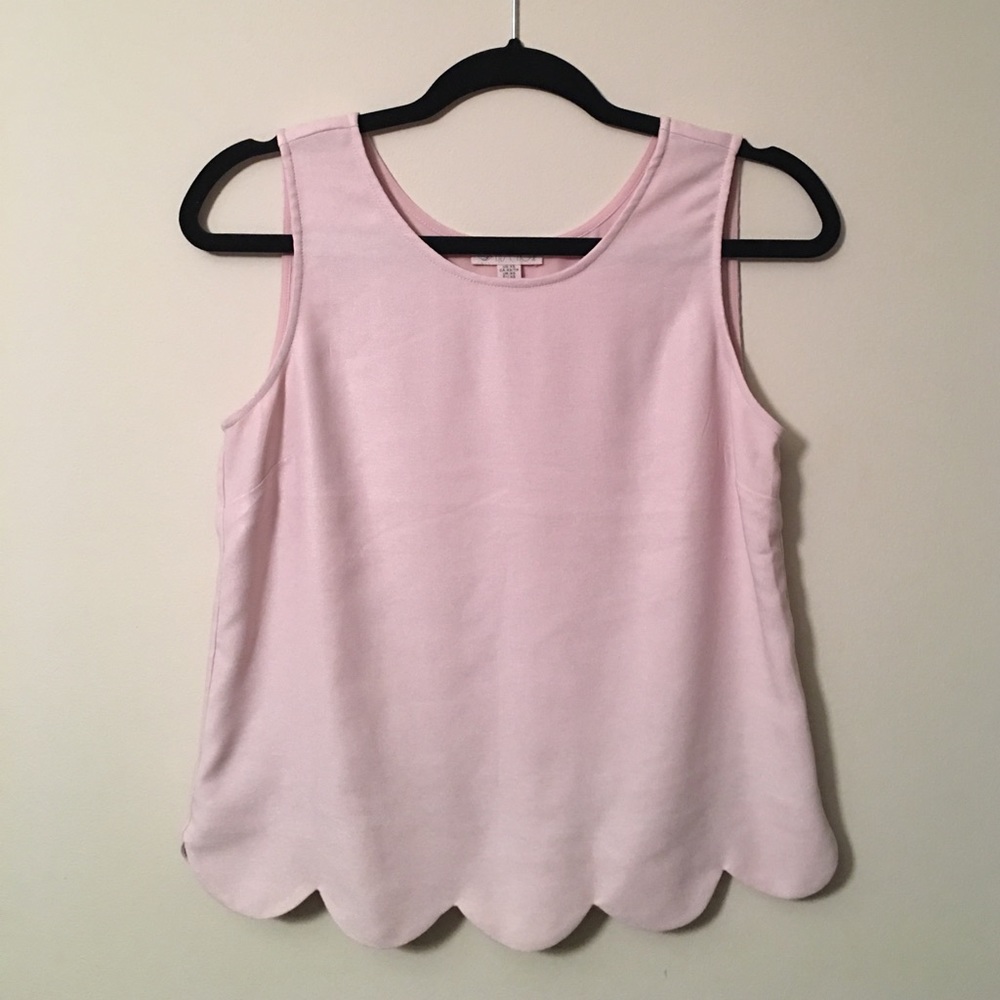 Scalloped Pale Pink Blouse