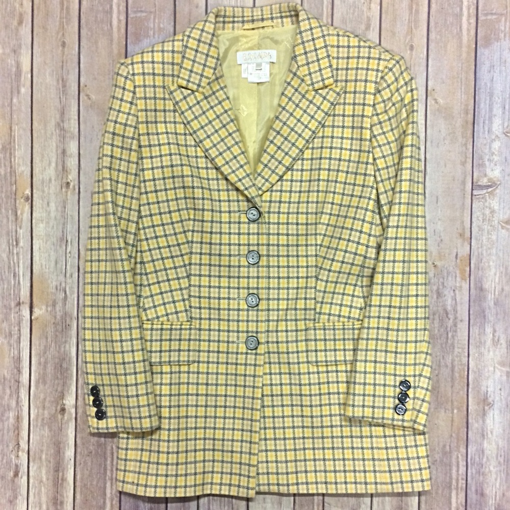 100% Cashmere Escada Margaretha Ley Plaid Blazer