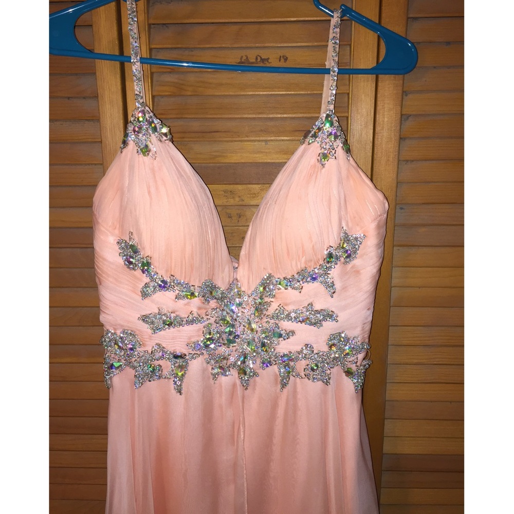 Peach size 10 long prom dress
