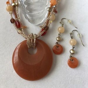 🌸 Pumpkin Spice Necklace & Earrings Set