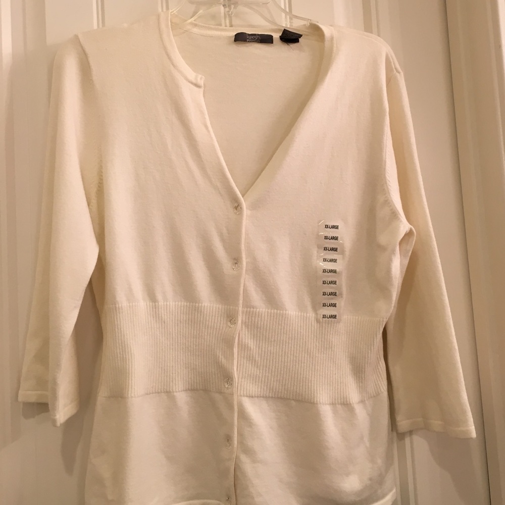 White button up sweater