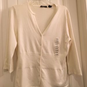 White button up sweater