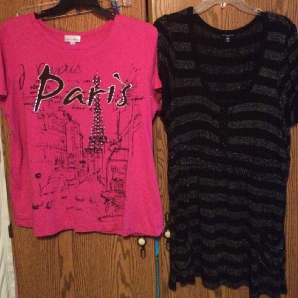 Cute black dress and pink Paris top 1x and 2x