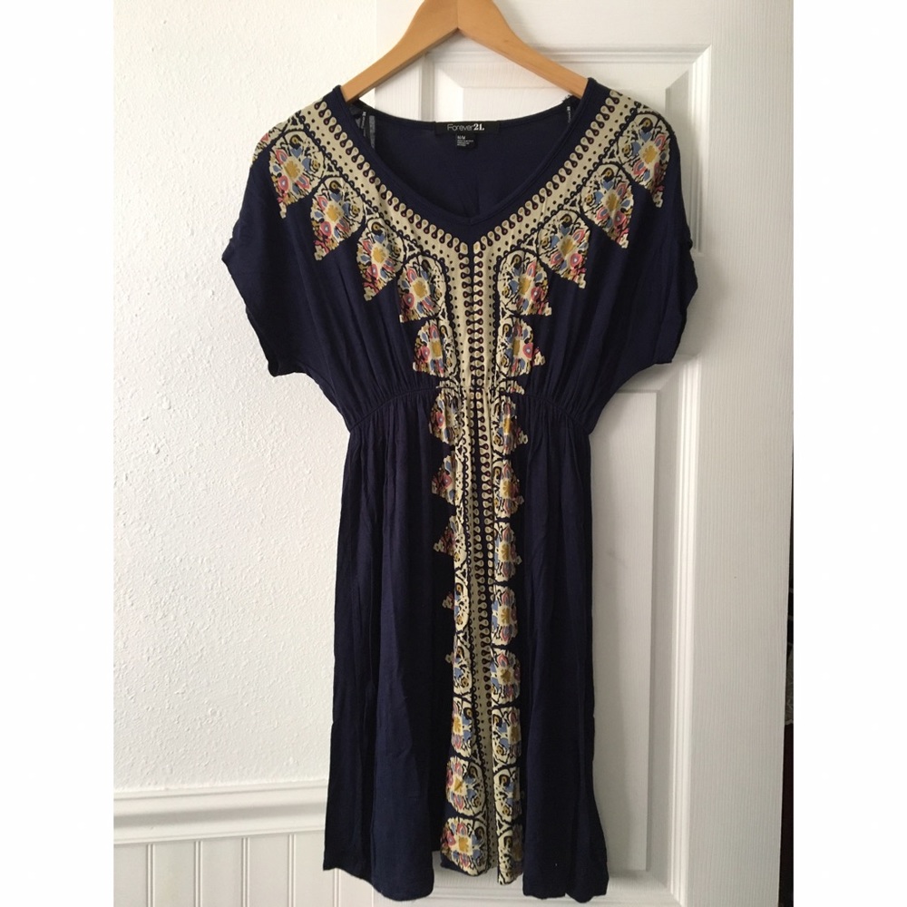 Navy blue short sleeve sun dress