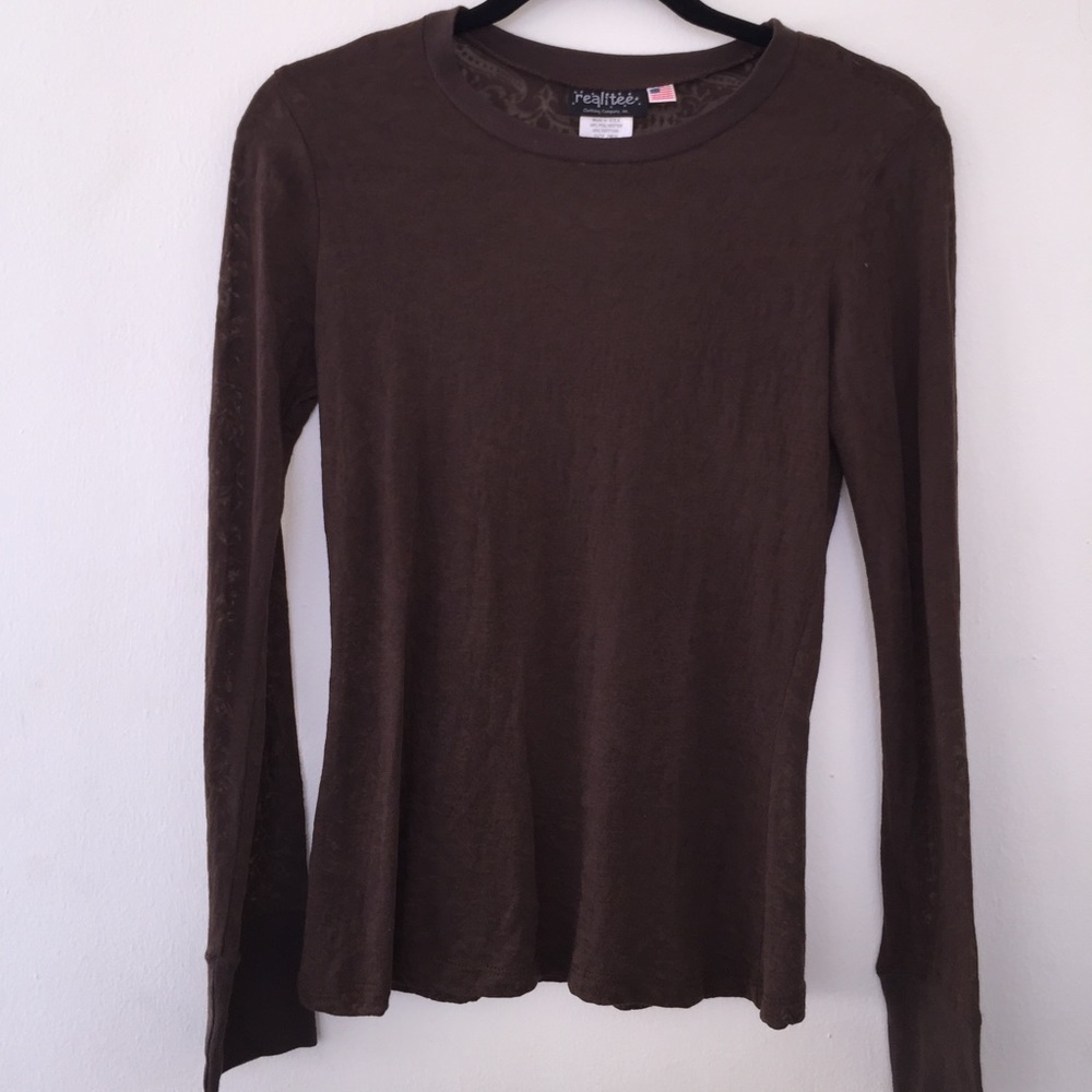 Sheer, patterned lng slv shirt, great for layering