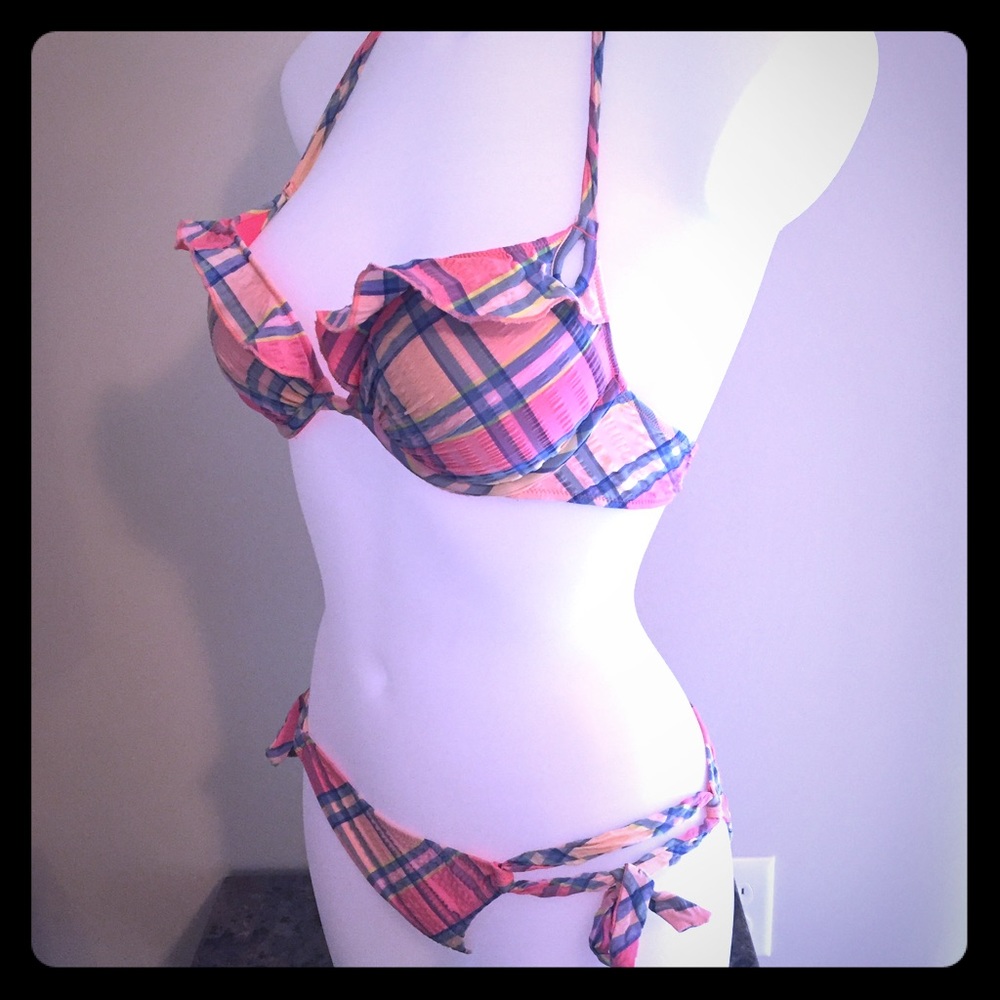 Victoria's Secret pink plaid Pushup bikini