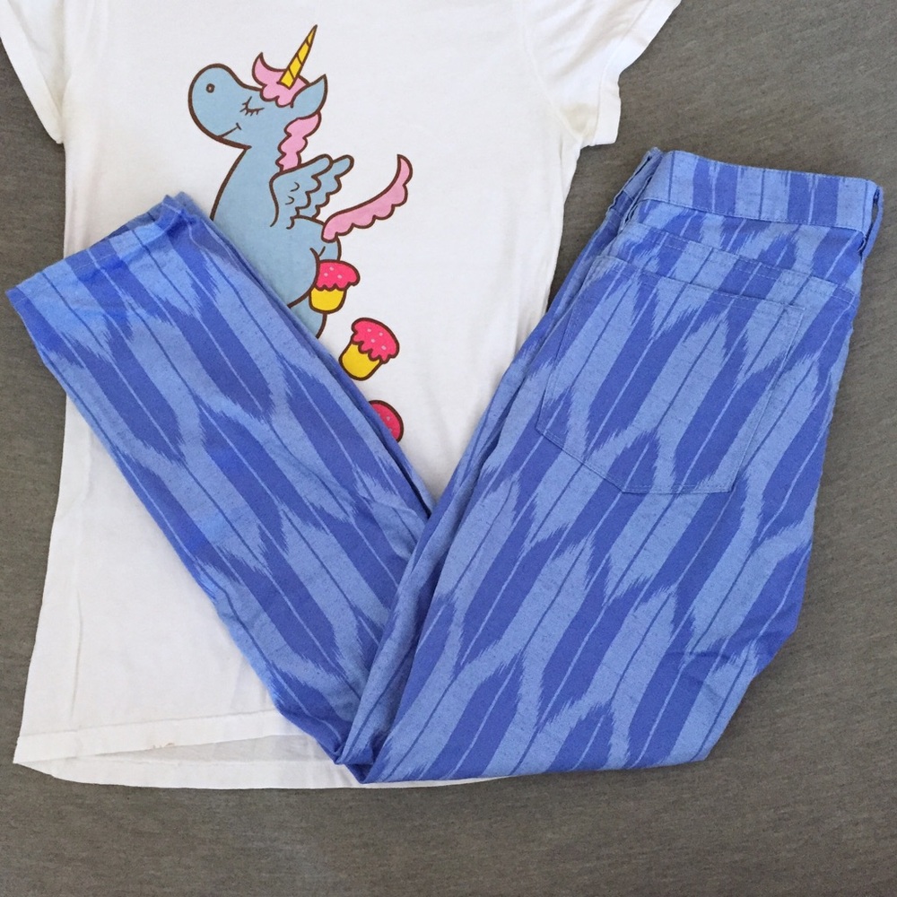 J Crew Factory Ikat Patterned Jeans