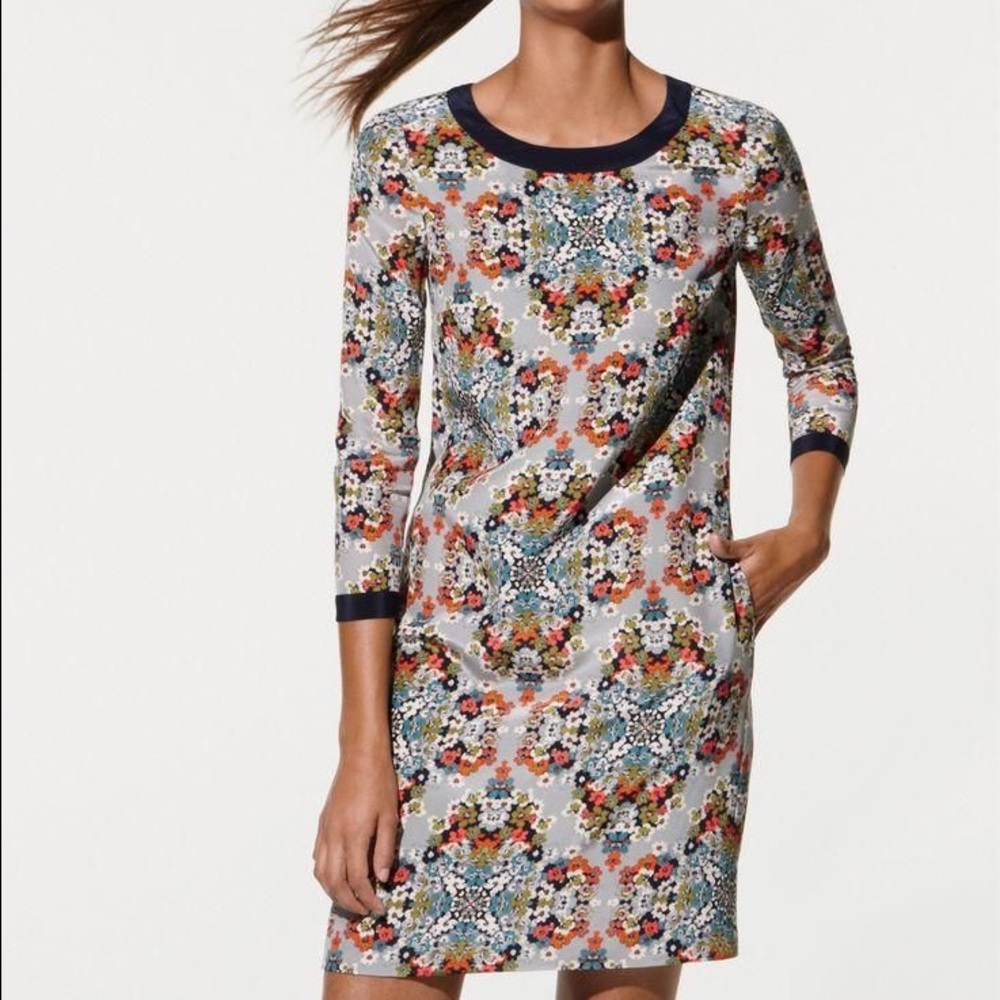 J Crew misty fog shift floral dress $198 SZ 2