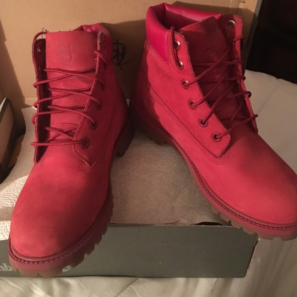 Kids Red Timberlands