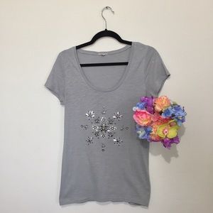 J Crew Beaded Snowflake T Shirt
