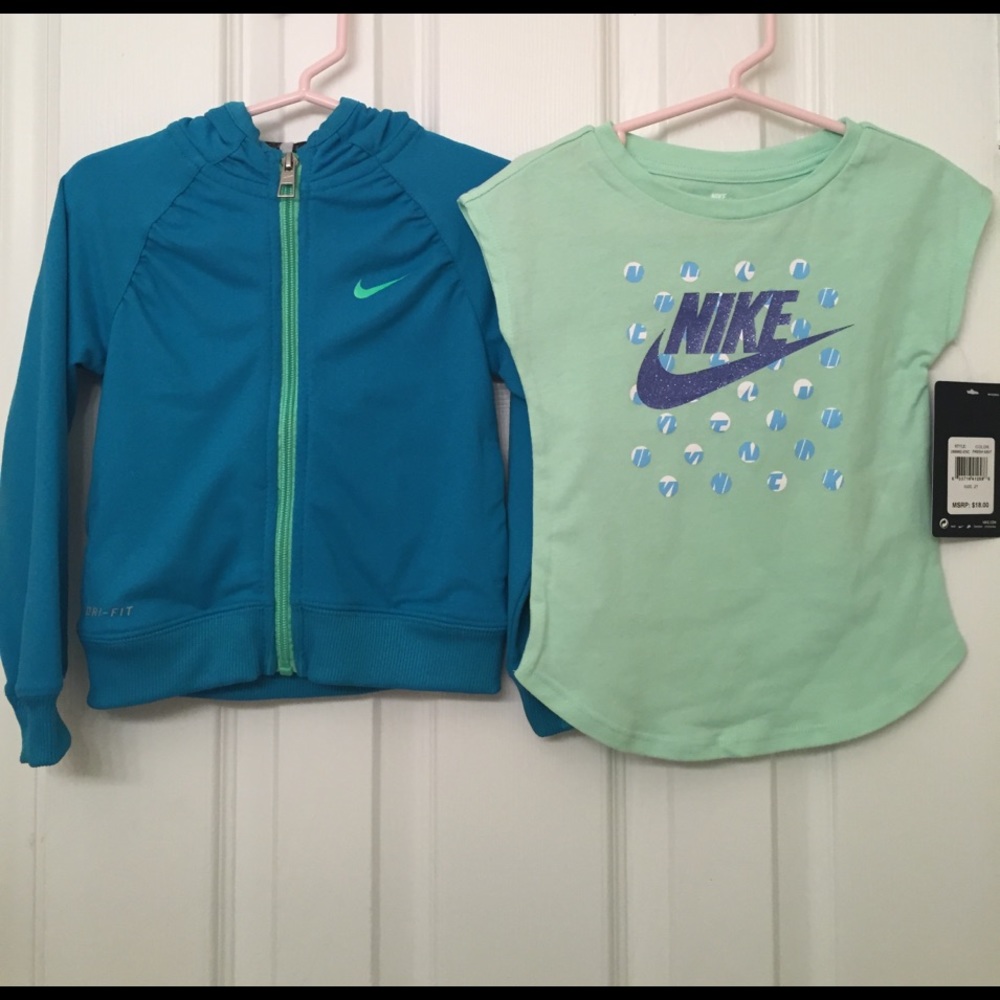 Nike zip up hooded jacket AND NWT Nike shirt.