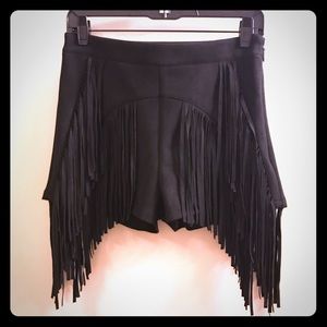 NASTY GAL- FAUX SUEDE FRINGE SHORTS