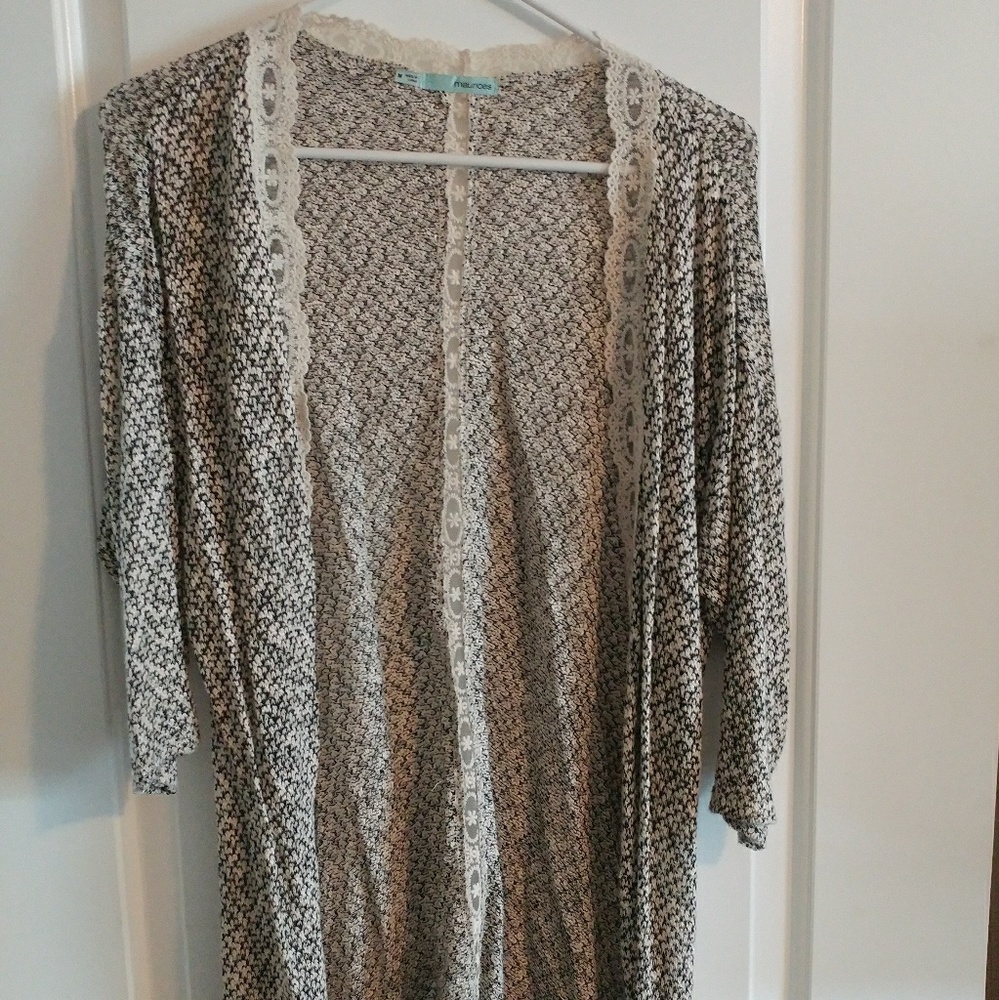 Black and cream lace cardigan