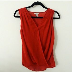 H&M Red Surplice Blouse