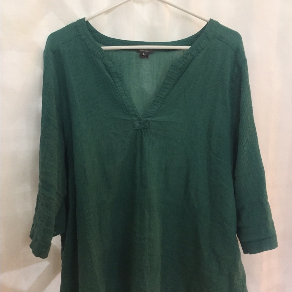 Eddie Bauer 3/4 Sleeve Teal Blouse