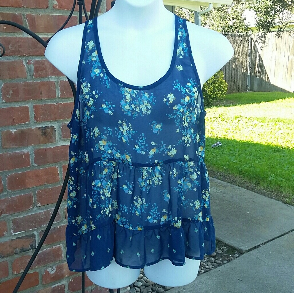 Sheer floral tank top