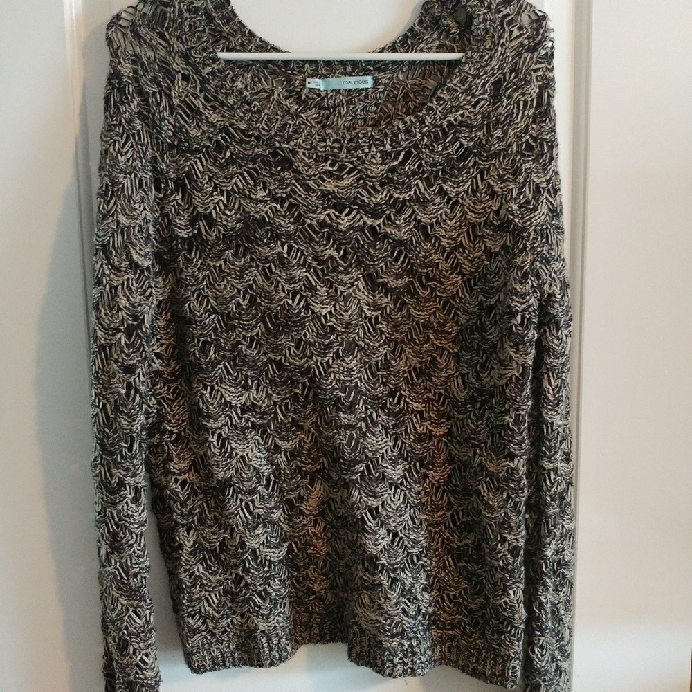 Marled open-knit sweater with open back