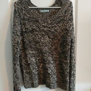 Marled open-knit sweater with open back