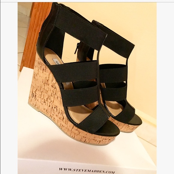⚫️Black Steve Madden elastic Wedges - Picture 2 of 4