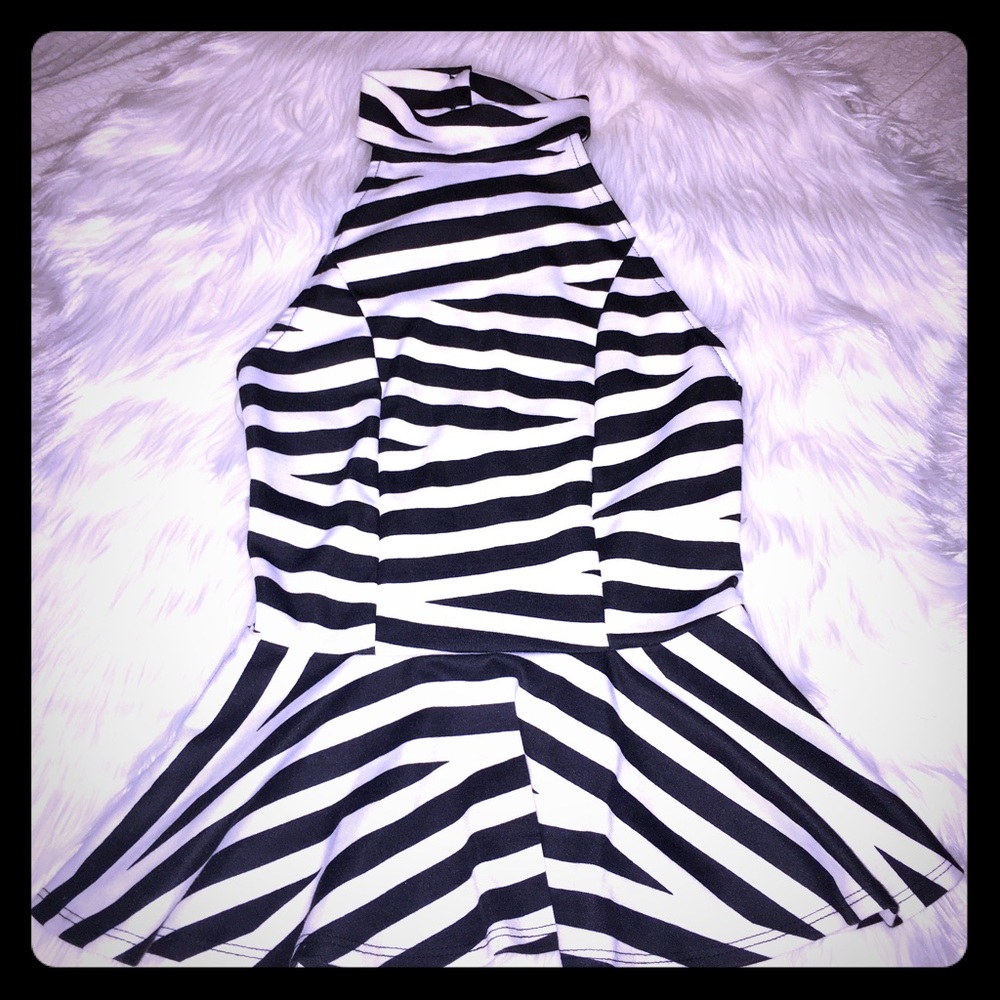 Peplum Black and White Top