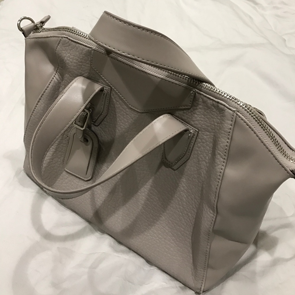 SOLD! Topshop Taupe/Lilac Vegan Leather Zip Tote