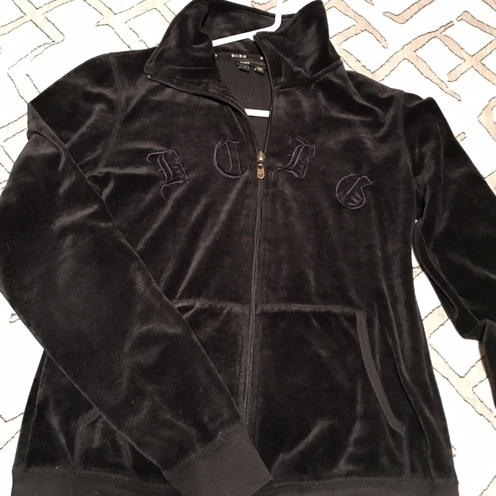 BCBG Velour Zip Sweater