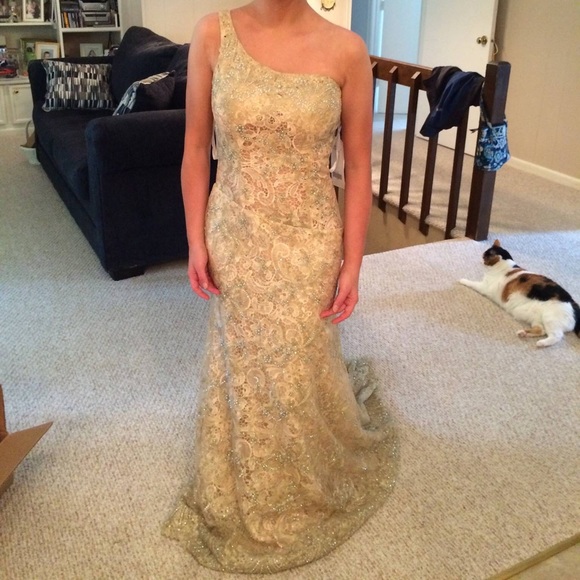 Champagne and Gold Panoply Pageant Gown - Picture 2 of 5