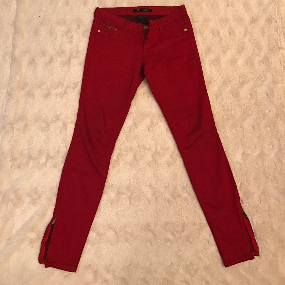 "Sneak Peak" Red Skinny Jeans