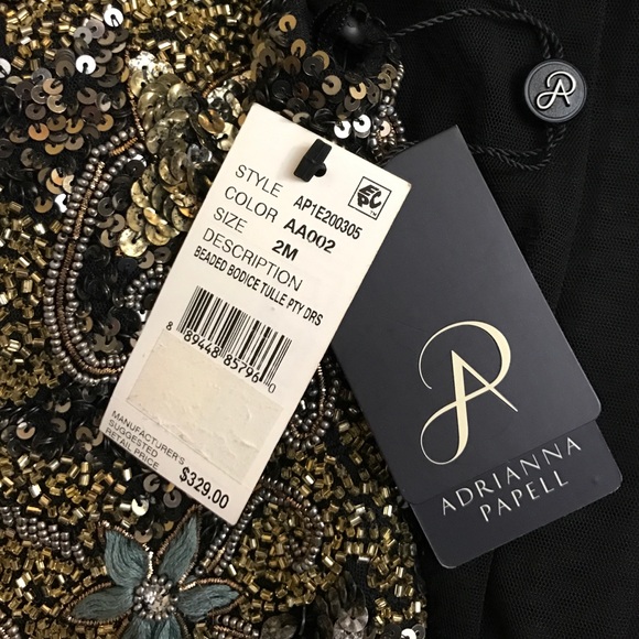 Adrianna Papell Embellished Tulle A Line Dress - Picture 3 of 4